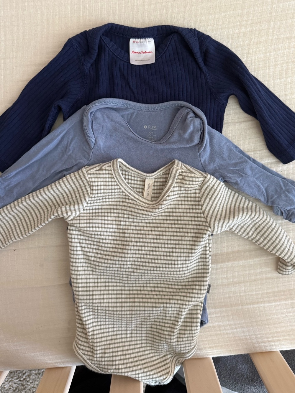 Baby bamboo bodysuit onesie bundle 0-3 Months- Kyte, Hanna, Quincy Mae